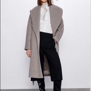 Zara Shawl Collar Coat -Taupe